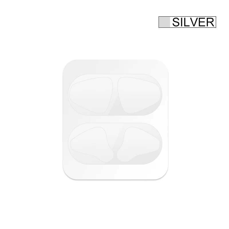 Металлическая Пылезащитная наклейка для Airpods 2, защитная наклейка для Apple, гарнитура для Airpods, зарядная коробка, чехол, оболочка - Цвет: Silver