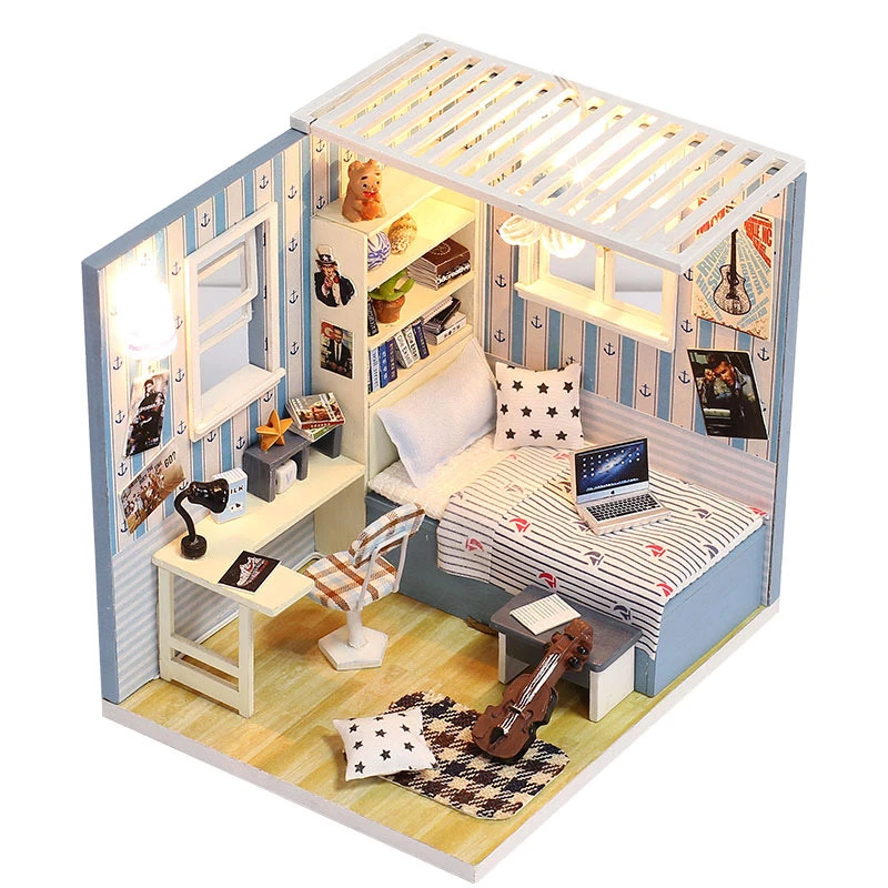

Mini Wooden Doll House DIY Dollhouse Casa Batllo Handmade Miniature Dollhouses Kit Music Box Toys for Children Girls Xmas Gifts