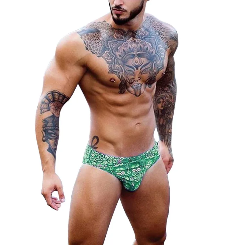 Быстросохнущие мужские плавки, плавки, одежда для плавания, пляжные шорты с пуш-падом, треугольная сексуальная одежда для купания, Шорты для плавания, Sunga размера плюс - Цвет: Green