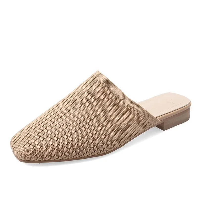 

2019 Fashion Women Summer Slippers Solid Stretch Fabric Flip Flops Square Toe Slip On Low Heels Ladies Casual Flat Shoes XWT1703