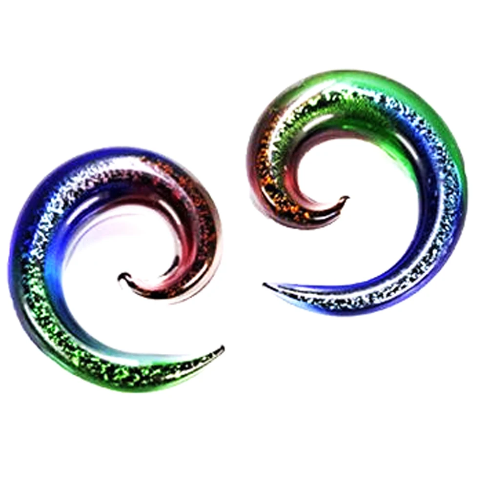 BOG-Pair 5-12mm Pyrex Glass Twist Spiral Ear Taper Stretcher Tunnel Plugs Piercing Expander Jewelry Ear Gauge Weights Hanger