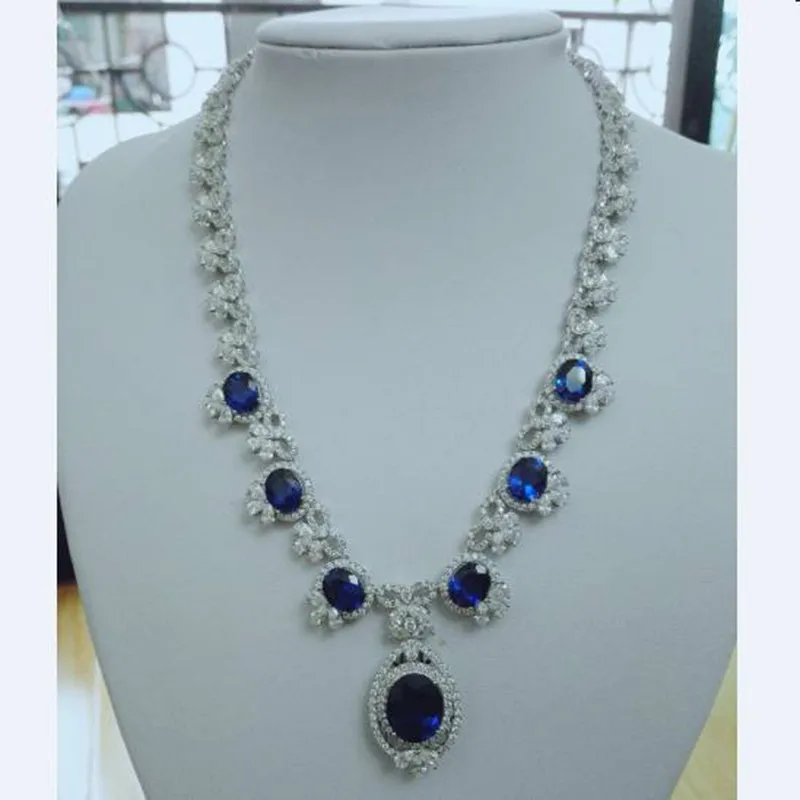 Collares Collier Qi Xuan_Fashion Jewerly_AAA голубой камень Necklaces_S925 твердый Серебряный шейный платок производитель прямые продажи