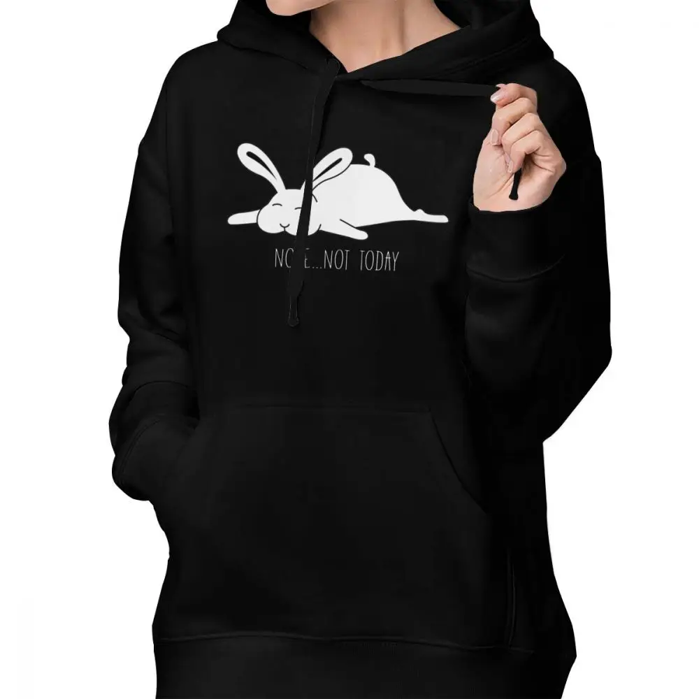 Not Today Толстовка Nope-Not Today-Bunny толстовки уличная кавайная толстовка женская с принтом XXL длинный рукав черный пуловер Толстовка - Цвет: Черный