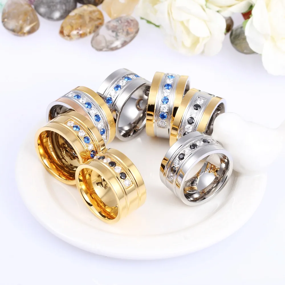 Women Arabic Gold Jewelry Ring With Blue Crystal Italian Gold Jewelry 