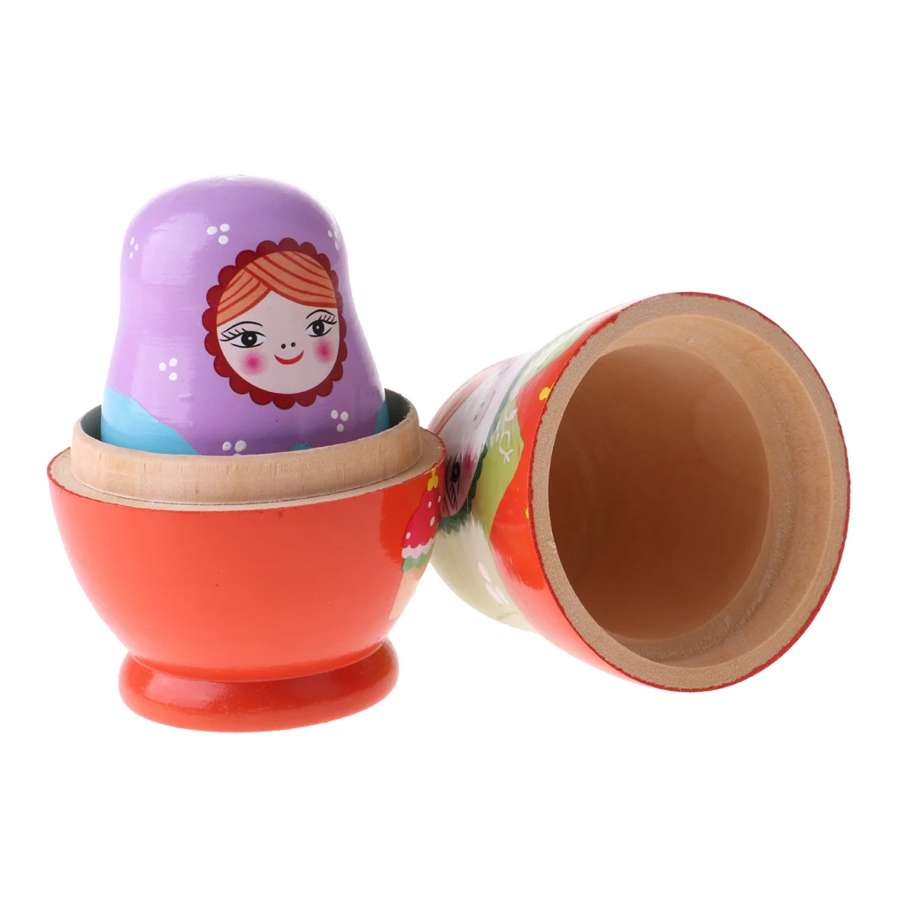10 Pieces Girls Wooden Russian Nesting Dolls Babushka Matryoshka Toys Handcraft