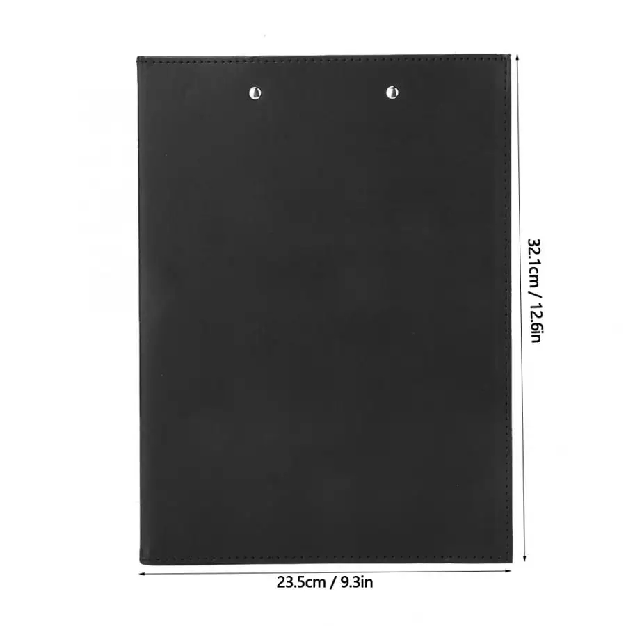 Black PU Leather A4 Loose-Leaf Meeting File Clip Folder Office Conference Business Supplies - Цвет: Черный