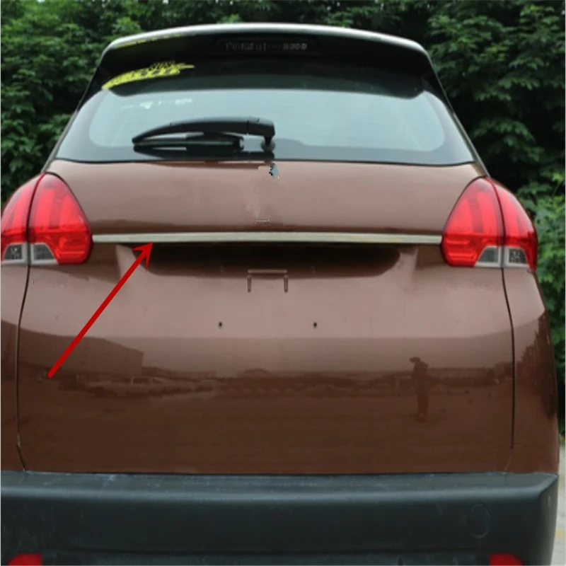 

WELKINRY car cover overlay For Peugeot 2008 2013 2014 2015 2016 2017 stainless steel rear tail box gate liftgate sticker trim