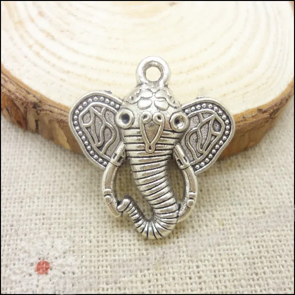 Buy 7pcs Vintage silver Elephant Head