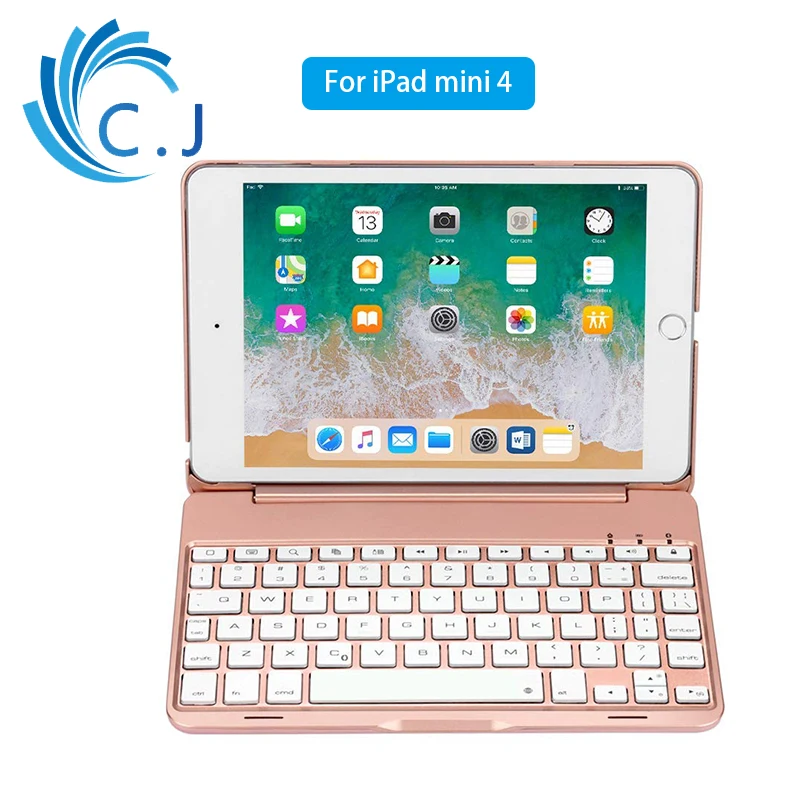 

Mini Tablet Keyboard With 7 Colors Backlit Bluetooth Keyboard For iPad mini 4 Aluminum Smart keyboard Case With Stand