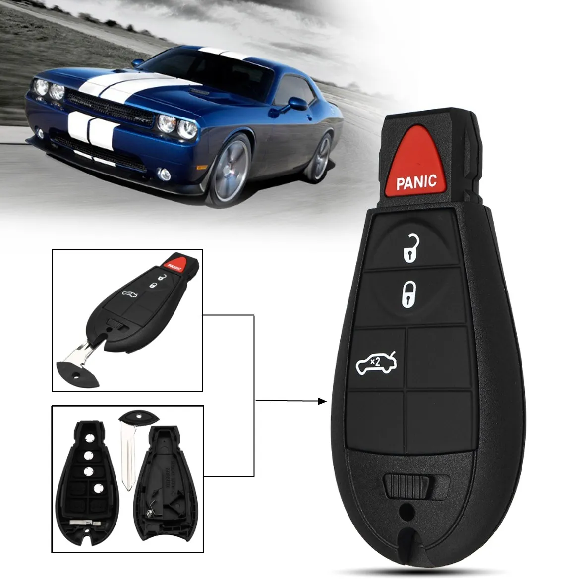 

4+3 Buttons Car Remote Key Fob Case Shell For Dodge/Jeep/Chrysler/Magnum Durango Journey Ram Commander 300 1500 2500 3500 4500