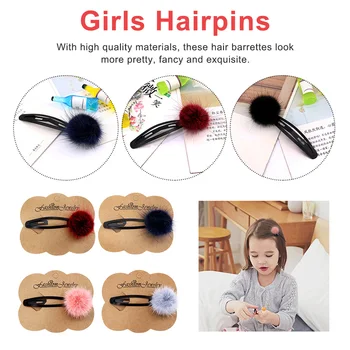 

2pcs Girls Hairpins with Small Soft Lovely Fur Pompom Mini Ball Grip Hairball Hairclips Children Hair Clip Hair Accessories