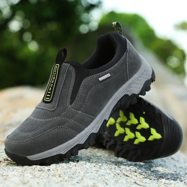Big Size Men's Hiking Shoes Breathable Male Sneakers Non-Slip Outdoor Shoes Slip-on Walking Mountain Climbing Flats Sport Shoes