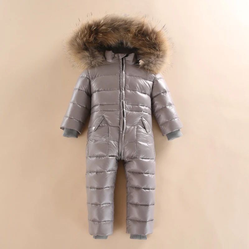 Зимние теплые детские комбинезоны; пуховые хлопковые пальто для маленьких девочек и мальчиков; комбинезон на белом утином пуху; Одежда для новорожденных