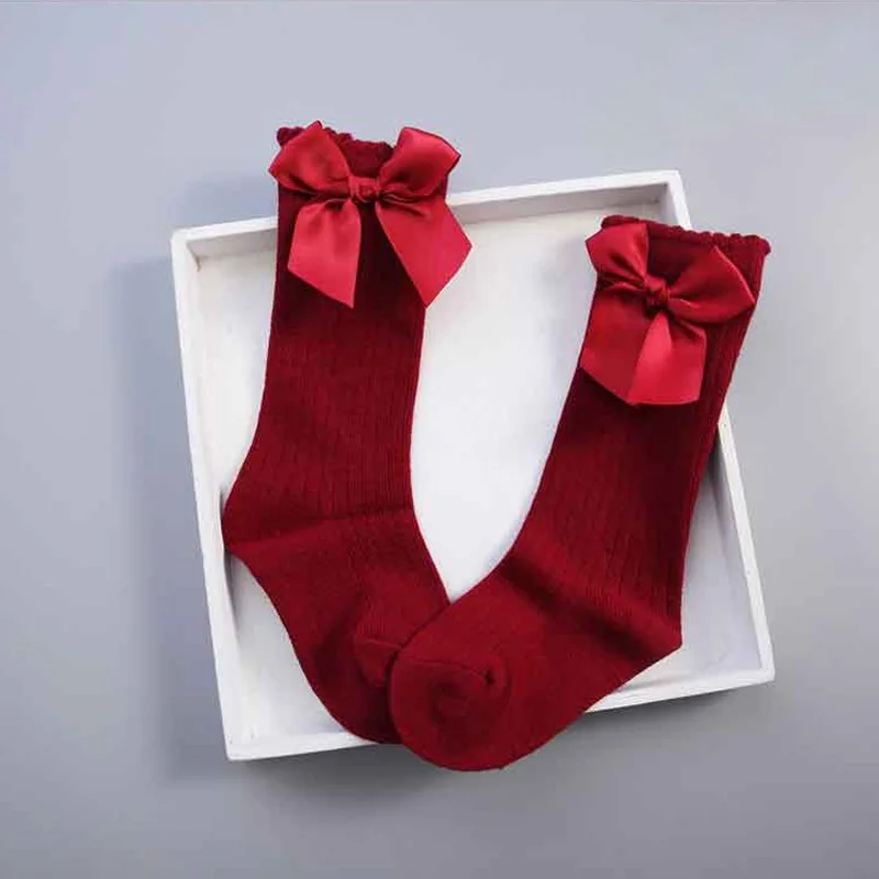 Милые детские носки для кроссовок мягкие хлопковые носки в полоску с бантиками для малышей, детские носки и гольфы, От 0 до 2 лет для девочек - Цвет: red 0-2years