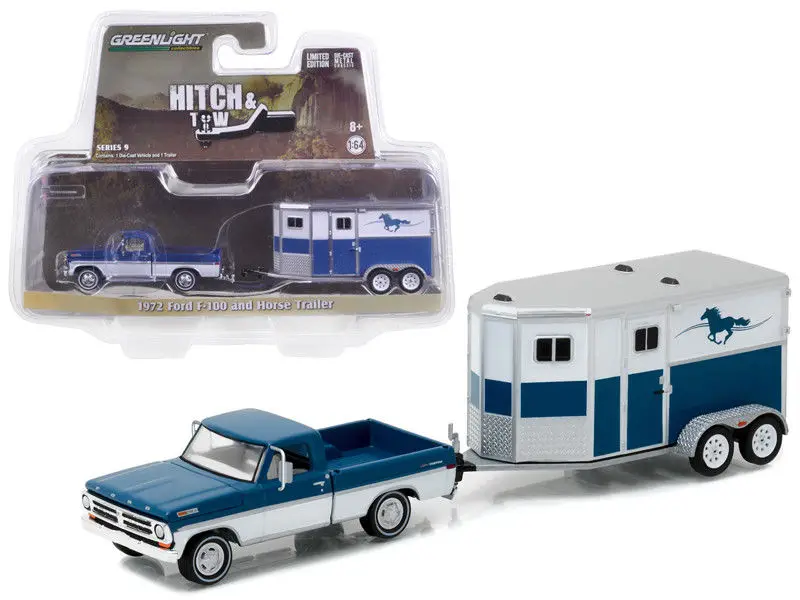 

GL 1:64 1972 FORD F-100 & HORSE TRAILER HITCH & TOW SERIES 9 alloy model Car Diecast Metal Toys Birthday Gift For Kids Boy