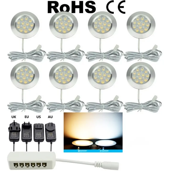 DC 12 В 3 Вт Скрытый светодиодный светильник под шкаф, круглый кухонный счетчик, полка, лампа для гардероба и напитков
