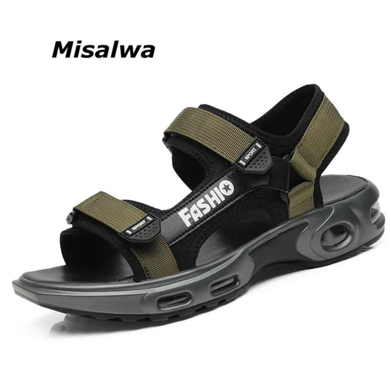 

Misalwa Men's Summer Sandals Canvas Breathable Cushion Shock Absorption Men Outdoor Non-slip Stickers Men's Beach Sandals 2019