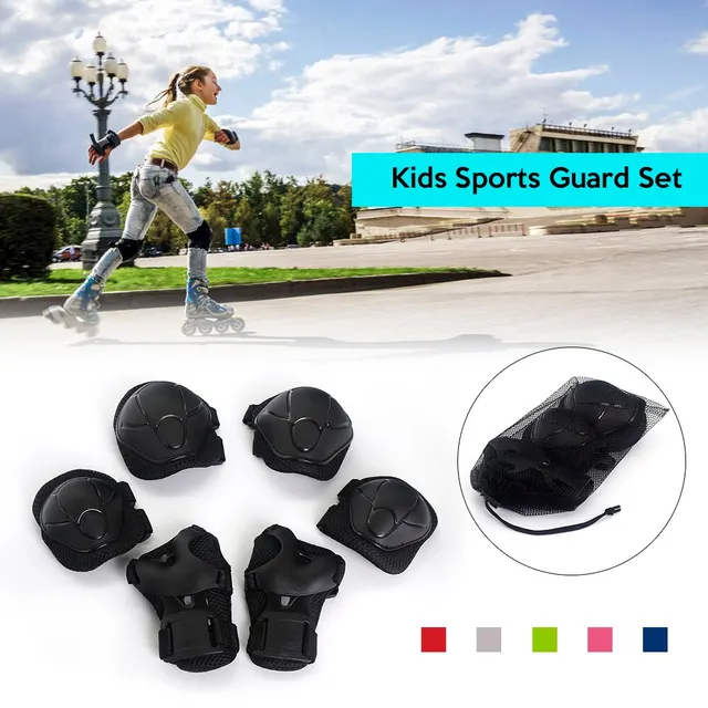 US $7.94 Kids 6PCS Cycling Roller Skating Skateboard Fitness Running Knee Support Braces Elbow Hands Wrist 