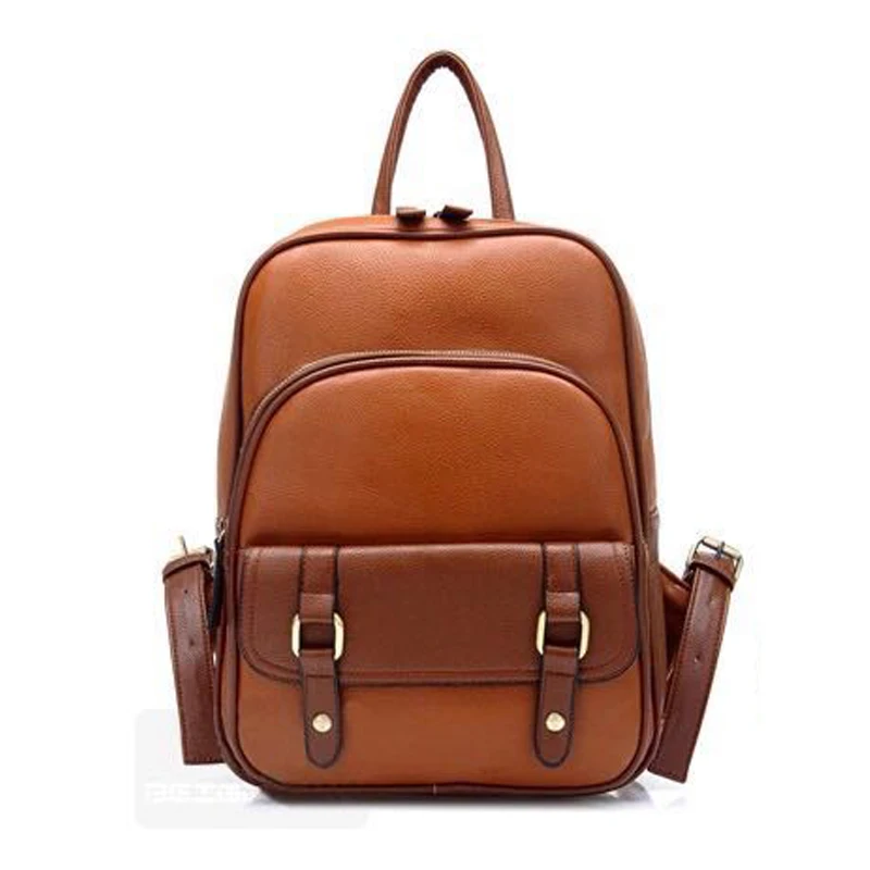 Goede 2018 Vintage Vrouwen Rugzak PU Lederen Schooltassen Voor Tieners Meisjes Leisure Rugzakken Vrouwelijke Rugzak Camping Outdoor