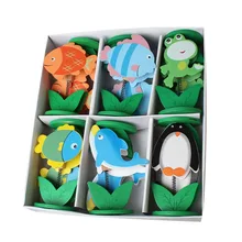 Coloffice kawaii 12 шт./кор. милые отмечает держатель Зеленый цвет морской серии Весна деревянный бизнес-держатель для карт и заметки сообщение 24x21 см