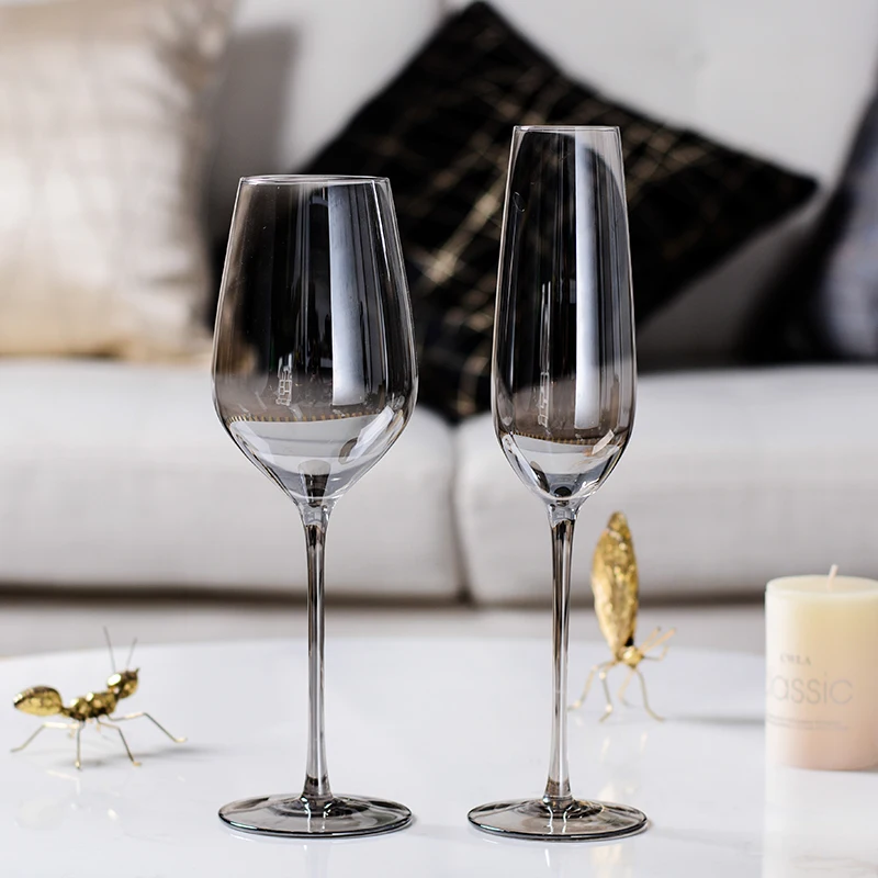 Creative wine glass Cup gray Goblet Champagne glasses wedding flutes glass cups crystal wine