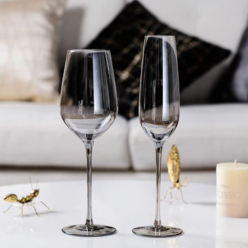 

Creative wine glass Cup gray Goblet Champagne glasses wedding flutes glass cups crystal wine glasses party home Drinking utensil