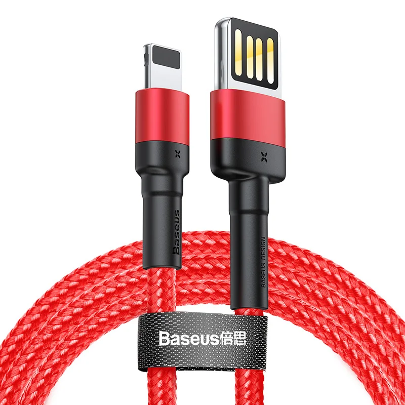 Baseus 2.4A USB кабель обновленный Реверсивный кабель для быстрой зарядки для iPhone X Xs 8 7 iPad мини мобильный кабель для зарядки телефона шнур для передачи данных - Цвет: Красный