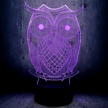 

Owl 3D LED Night light Desk decor Table House Decor Lava Lampara Birds USB Base Switch Creative Lights children gifts