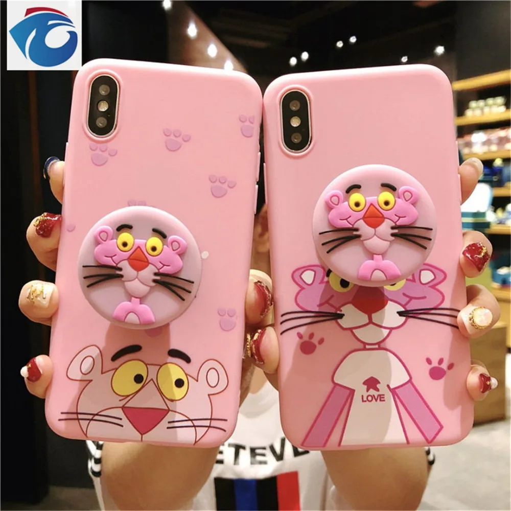 Милый розовый пантера сотовый телефон оболочка для iPhone 6 S 7 Plus 8 XR XS Max TPU подушка