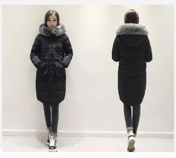 Женский пуховик размера плюс 7XL, плотное женское теплое пальто casaco, Женское пальто с большим меховым воротником и капюшоном, белое пуховое пальто ST216