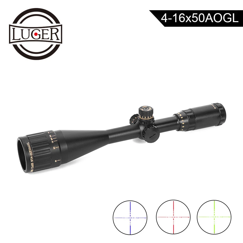 LUGER NT 4-16X50AOGL охотничий прицел Золотой Макен тактический оптический прицел стекло гравированная сетка RGB прицел для винтовки с подсветкой