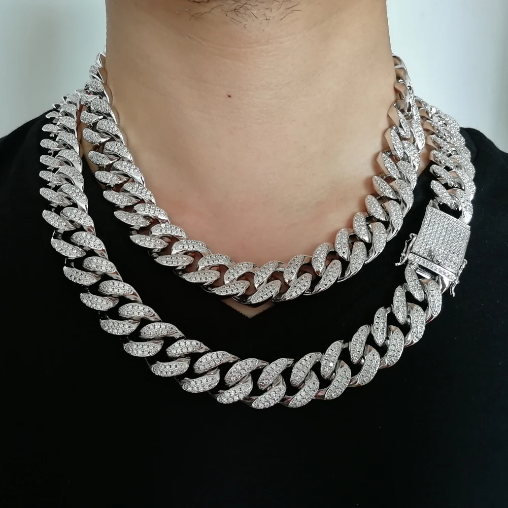 18 мм ширина 18 дюймов 22 дюймов замороженный Bling bling медь кубинская цепь хип хоп микро проложить цепь ожерелье ювелирные изделия для мужчин CN050