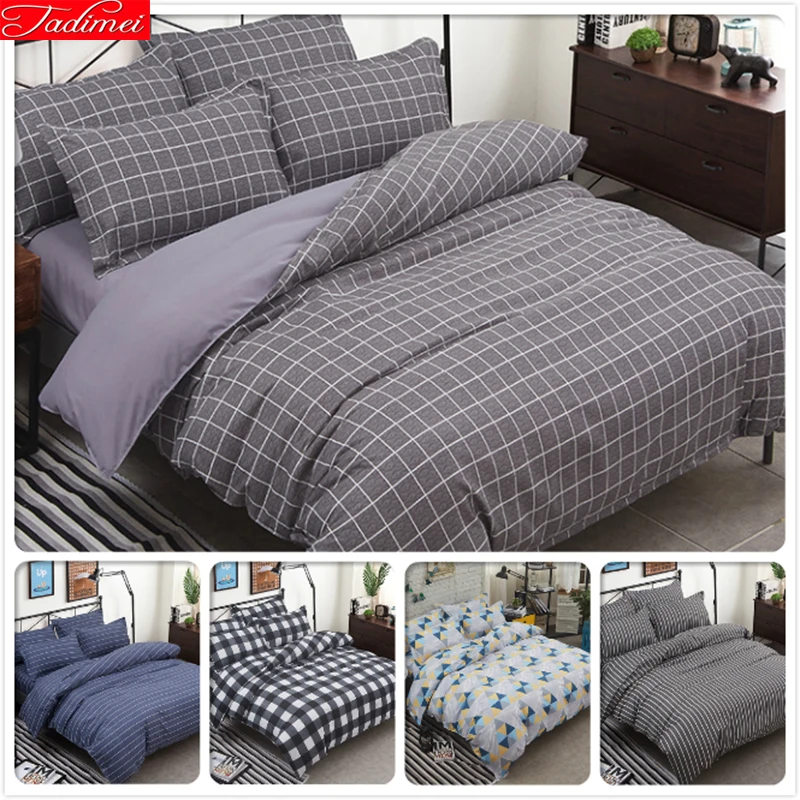 Grey Bedding Set 3pcs 4pcs Bed Linens Plain Colour Concise