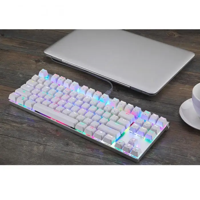 87 клавиш механическая клавиатура Многоцветный RGB подсветка USB Проводная игровая клавиатура NK-Shopping