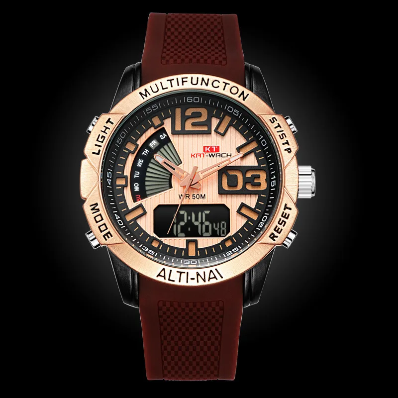 

Gold Watch Men Sports Watch Eco-friendly Waterproof Rubber Band 20mm Suits for Military Army Watches