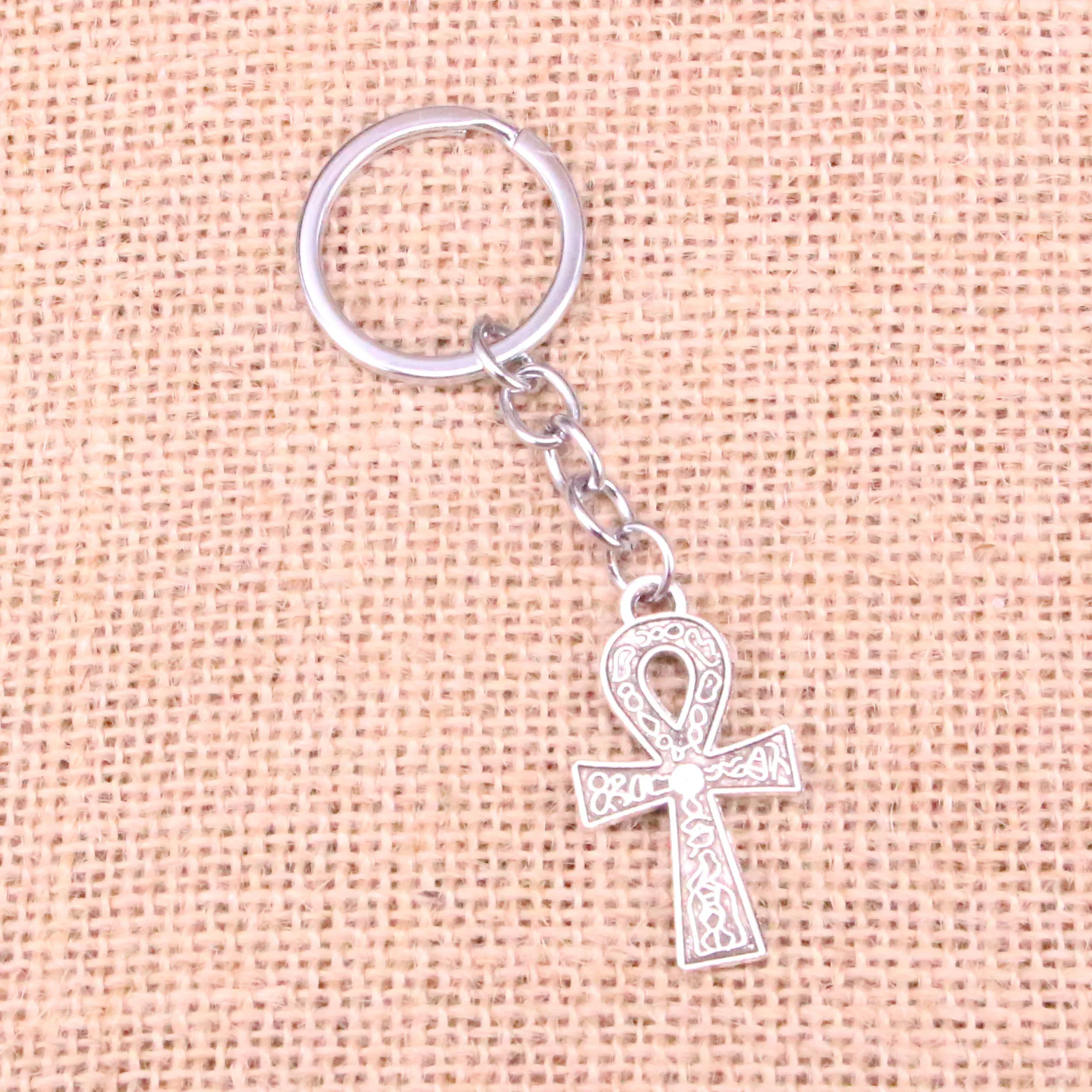 

New Arrival egyptian ankh life symbol Charm Pendant Keychain Key Ring Chain Accessories Jewelry Making For Gifts