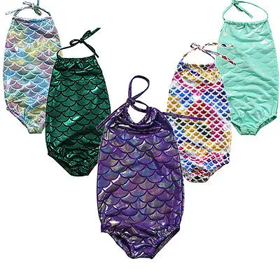 

One-Piece Suits Baby Girls Kids Mermaid Bikini Bathing Suit Swimwear Halter Bathing Swimsuit Clothes Beachwear