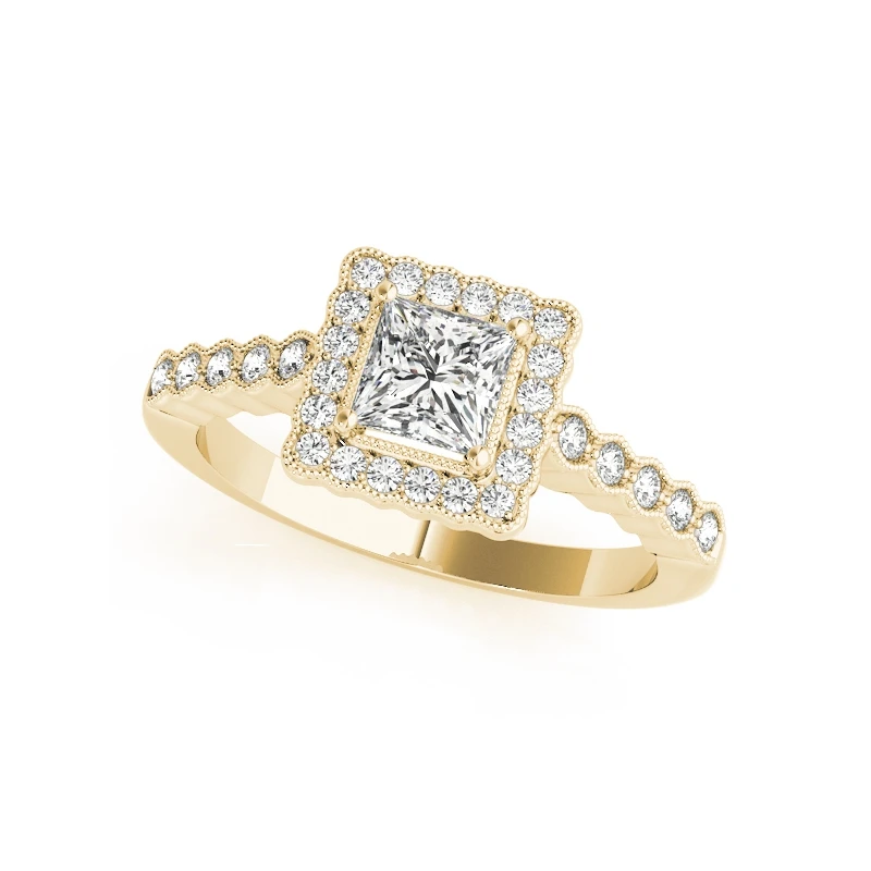 Женское кольцо из желтого золота с искусственным бриллиантом 0.5ct|Кольца| |