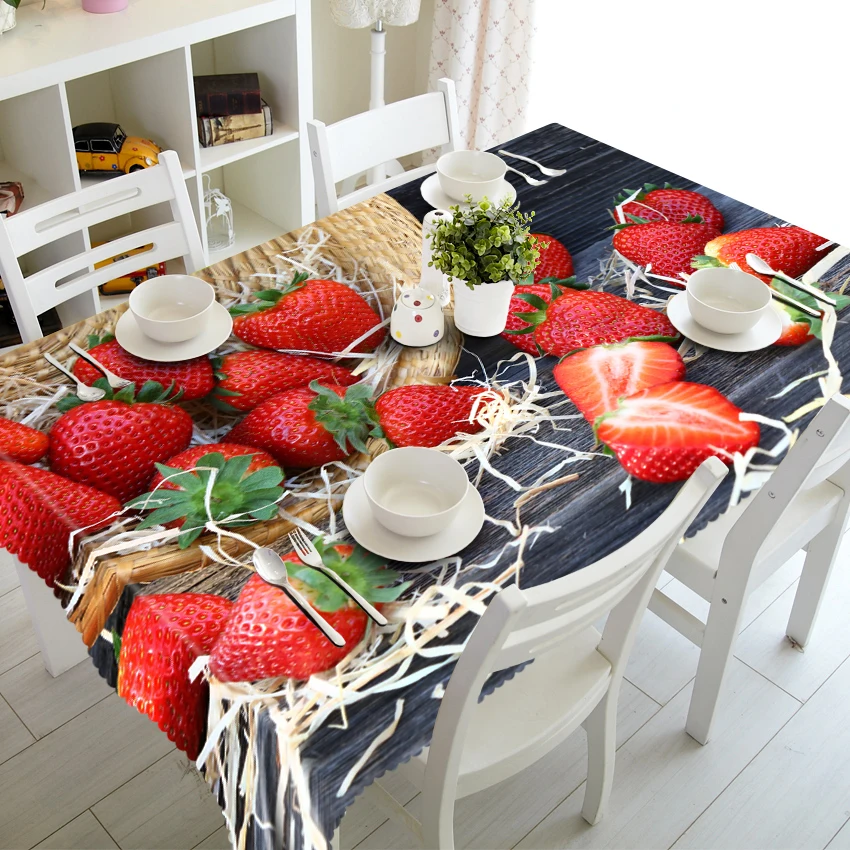 

Red strawberry falling in the grass blue 3d Tablecloth Stereo Tablecloth Tapestry