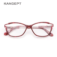 Ацетатные женские оправы Оптическая в форме кошачих глаз красная Оправа для очков Близорукие очки популярные дизайн для женщин