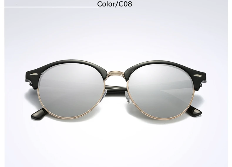 Классические Мужские поляризационные солнцезащитные очки с полуоправой, модные круглые женские брендовые дизайнерские Винтажные Солнцезащитные очки, мужские очки для вождения UV400 T1540