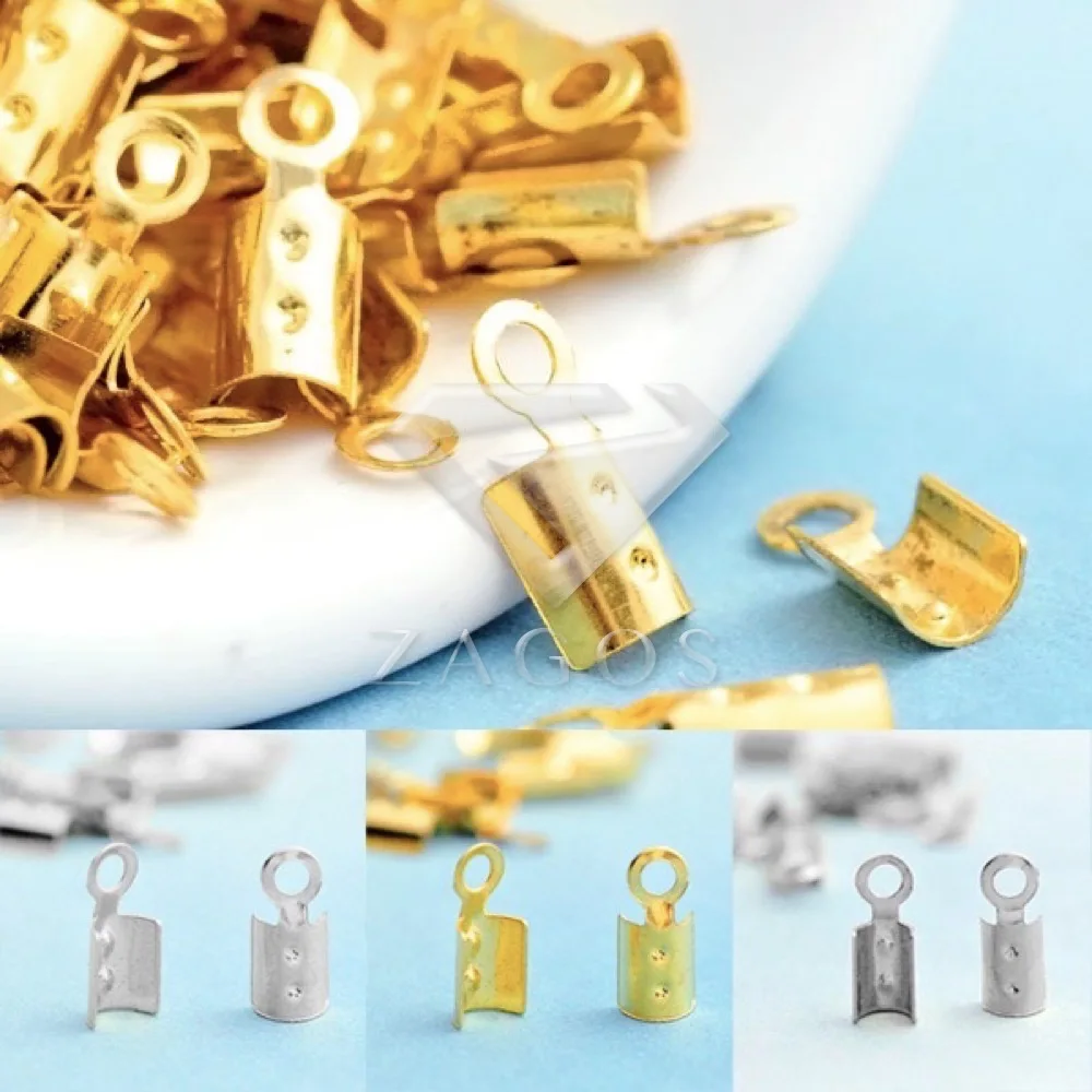 150Pcs Iron End Caps Cord Tips 3x3x10mm Jewelry Findings Fit DIY Making