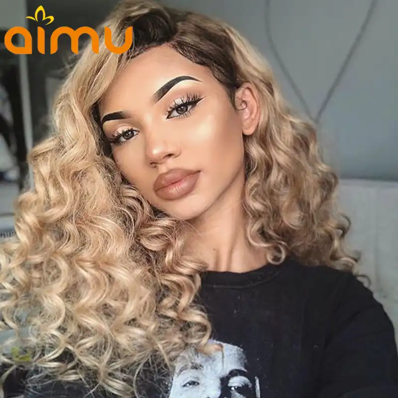 Loose Deep Wave Wig Honey Blonde 4 613 Lace Front Brazilian Wet