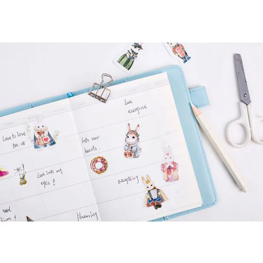 45pcs/pack Kawaii Alice Rabbit Animals Stickers Adhesive Stickers DIY Decoration Stickers Mini Paper Dairy Sticker