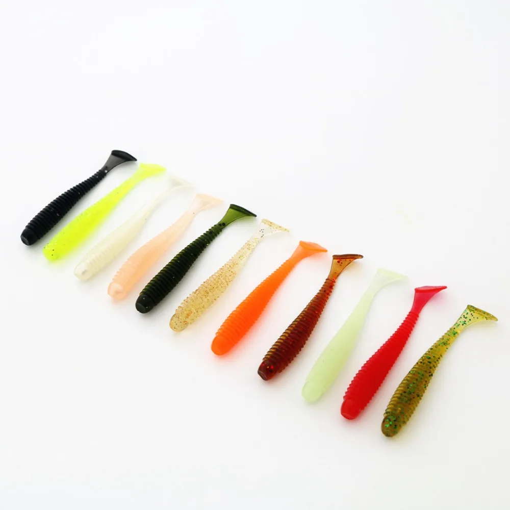 5pcs T shape soft grub worm lure 5cm fishing bait lurein Fishing Lures