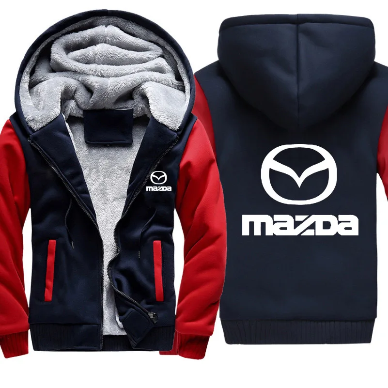Толстовки для мужчин для автомобилей Mazda Логотип печати куртка для мужчин s толстовки повседневные зимние толстый теплый флис хлопок молния одежда реглан мужские спортивные костюмы