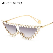 ALOZ MICC роскошный со стразами женские солнцезащитные очки Модные солнцезащитные очки кошачий глаз женские высококачественные металлические очки UV400 Q639