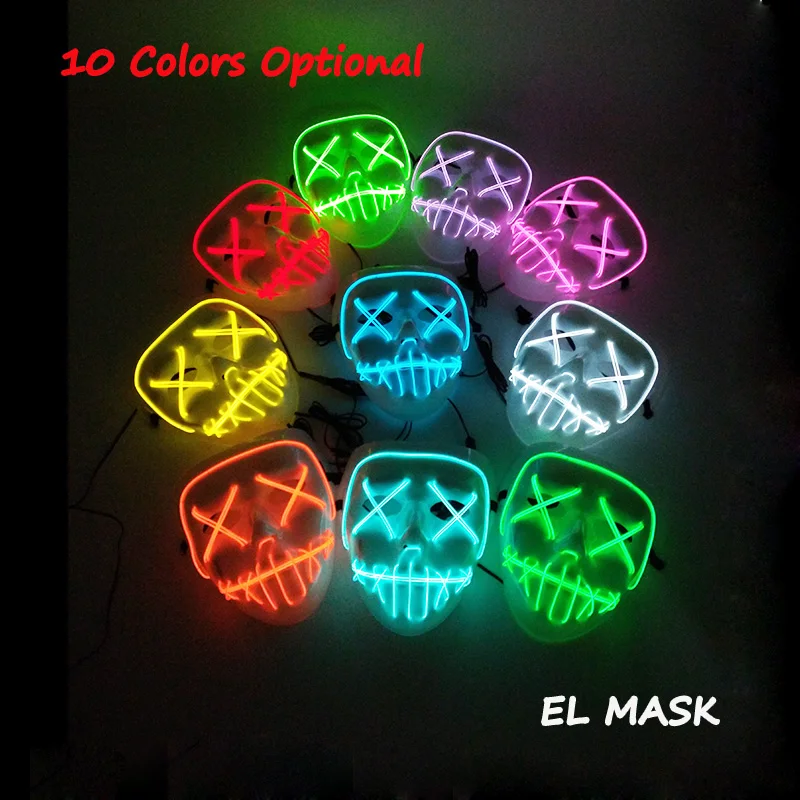 Светящаяся флуоресцентная маска EL Light Up костюм для вечеринок 30 шт.|led string|holiday