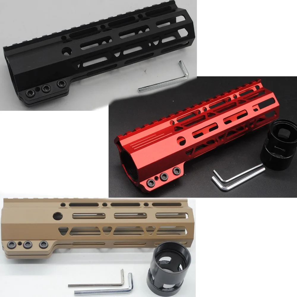 Trirock M-lok Rail Section Red Color Aluminum with 7 slots 