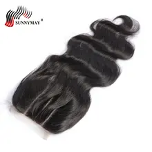 Sunnymay бразильское тело волна Кружева Закрытие с 3 части отбеленные узлы закрытие с детскими волосами